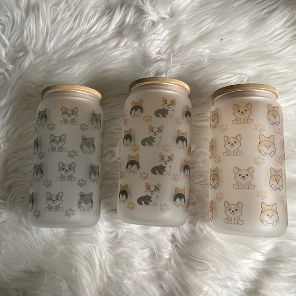 Set a three corgi 16 ounce Libby tumblers